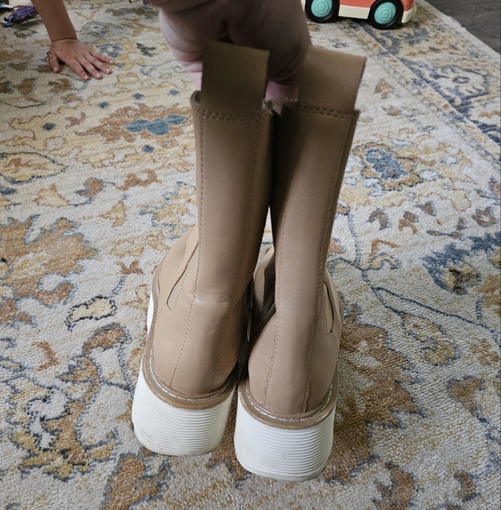 h&m leather high profile platform chunky lug sole chelsea boots - Picture 8 of 9
